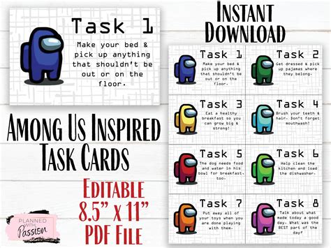 Editable Among Us Task Cards Digital Download Etsy Editable Among Us Task Cards Digital Download Etsy
