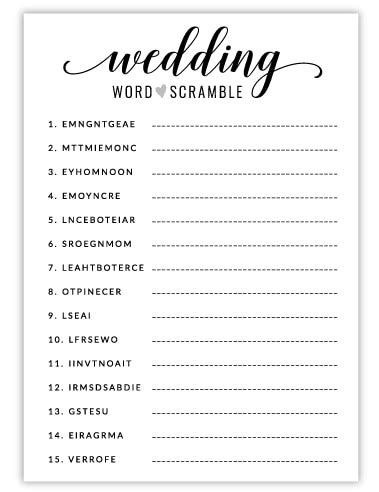 Free Printable Bridal Shower Games Wedding Word Scramble Free Printable Bridal Shower Games Wedding Word Scramble