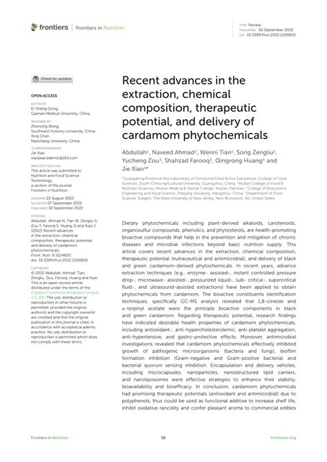 Frontiers Recent Advances In The Extraction Chemical Composition