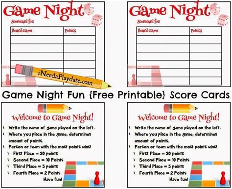 Game Night Fun Plus Printable Invites And Scorecards Printable Game Night Fun Plus Printable Invites And Scorecards Printable