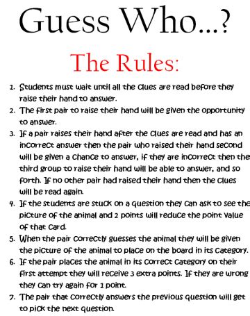 Guess Who Game Rules