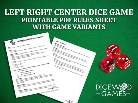 Left Right Center Rules Printable Left Right Center Instructions Left Left Right Center Rules Printable Left Right Center Instructions Left