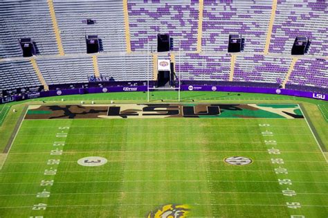 Lsu S Tiger Stadium End Zones Go Camo For Army Game Lsu S Tiger Stadium End Zones Go Camo For Army Game