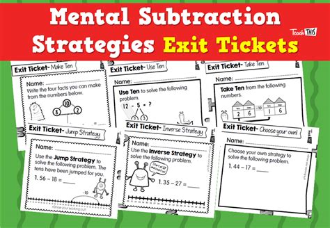 Mental Subtraction Strategies Exit Tickets Teacher Resources And Mental Subtraction Strategies Exit Tickets Teacher Resources And