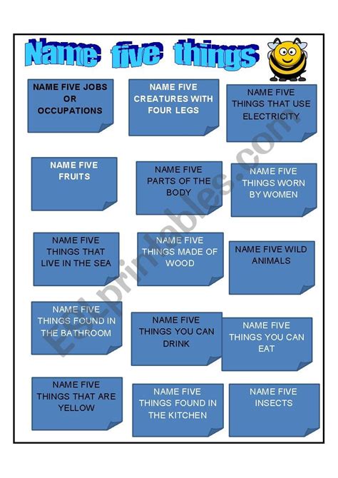 Name 5 Things Esl Worksheet By Sumerce Name 5 Things Esl Worksheet By Sumerce