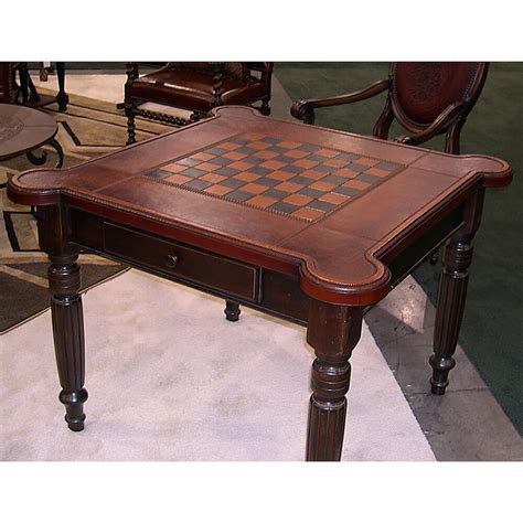 Square Game Table With Hand Tooled Game Board Steel Strike Square Game Table With Hand Tooled Game Board Steel Strike
