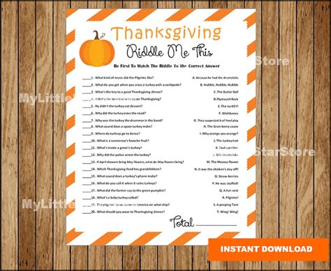 Thanksgiving Game Printable Thanksgiving Riddle Game Etsy Thanksgiving Game Printable Thanksgiving Riddle Game Etsy