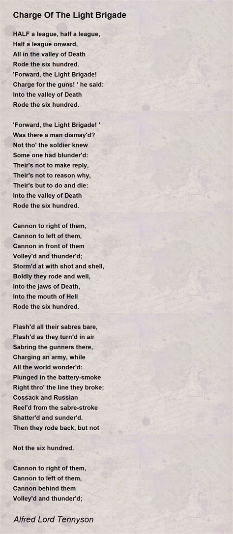 The Charge Of The Light Brigade By Alfred Lord Tennyson The Charge Of The Light Brigade By Alfred Lord Tennyson